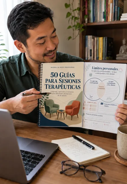 Hombre consultando las guías en español